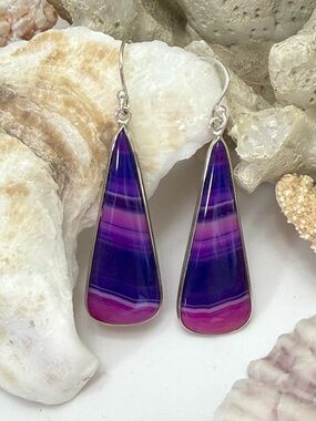 Handcrafted Purple & Pink Teardrop Dangle Earrings